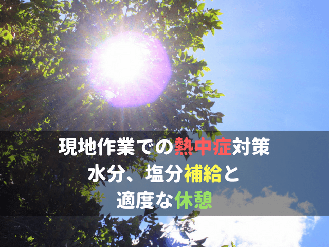 現地作業での熱中症対策|水分、塩分補給と適度な休憩